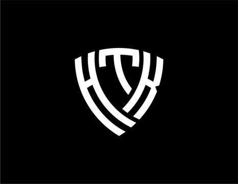 HTK creative letter shield logo design vector icon illustration
