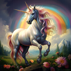 Obraz na płótnie Canvas Prancing Psyche: The Whimsical World of Unicorn the Unicorn