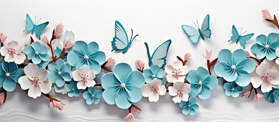 Mural print featuring AI wallpaper design with floral and butterfly illustrations