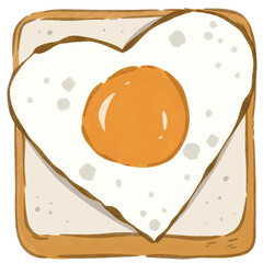 cute egg toast, illustration toast, breakfast cute illustration, toast