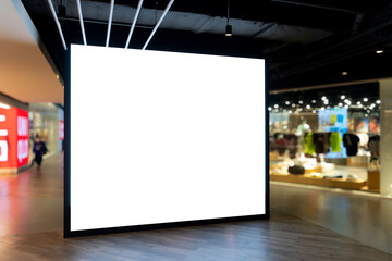 mockup of large led screen a front of shop in shopping mall - 662533497