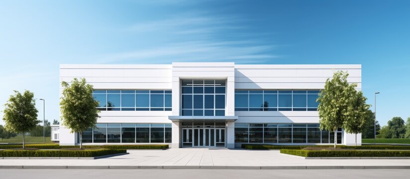 Modern double story suburban office building with a standard appearance