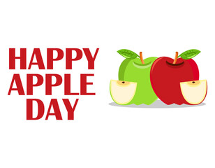 Happy Apple Day vector. Vector apple icon with the inscription Happy Apple Day. Celebrating Apple Day October 21.