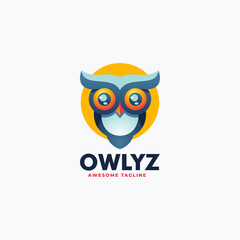 Vector Logo Illustration Owl Gradient Colorful Style.