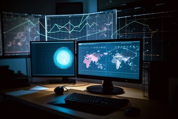 Modern computer on desk in modern office