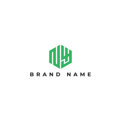 Abstract initial letter NY or YN logo in hexagon shape green color isolated on a white background. Letter NY hexagon logo applied for Golf course management company logo design inspiration template - obrazy, fototapety, plakaty