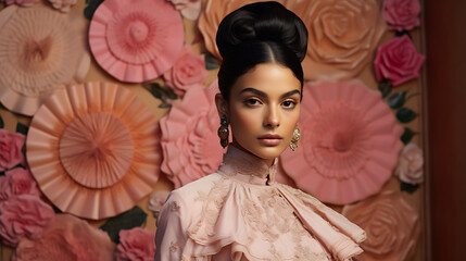 Ethnic Model Posing Against a Rose