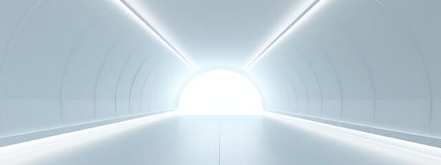 White background 3D room light abstract space technology tunnel stage floor. Empty white future 3D neon background  studio futuristic corridor render modern interior silver road black wall design gray