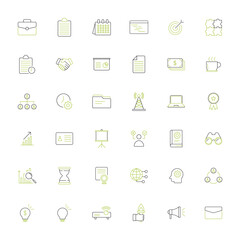 business line icon set, business two color line icon
