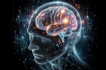 Neural Nexus: Digital Human Brain Synthesis. showcasing the blend of human intelligence and technology.