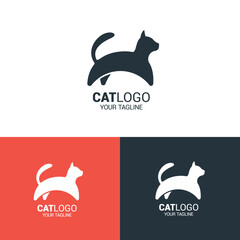 black and white cat logo vector, simple concept