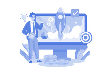 Businessman working on business startup