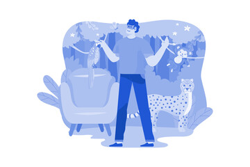 Man experiencing Virtual Zoo