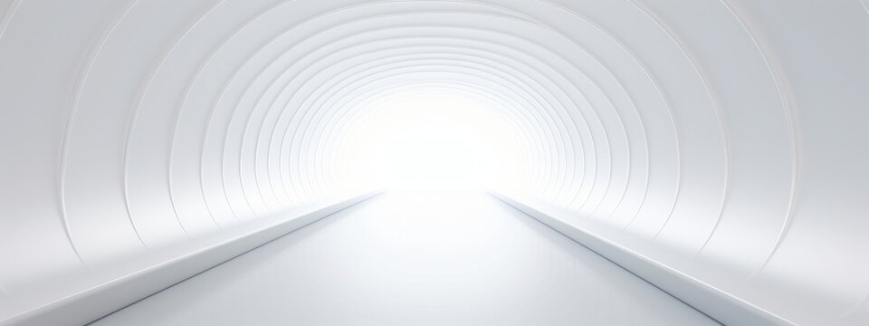 White background 3D room light abstract space technology tunnel stage floor. Empty white future 3D neon background  studio futuristic corridor render modern interior silver road black wall design gray