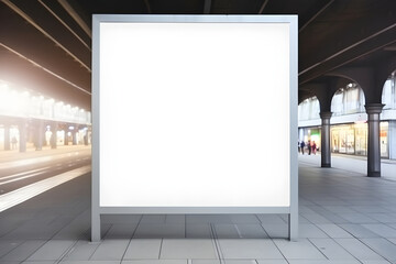 Empty blank mockup billboard or advertising street poster on city background