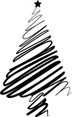 Hand drawn doodle christmas tree.
