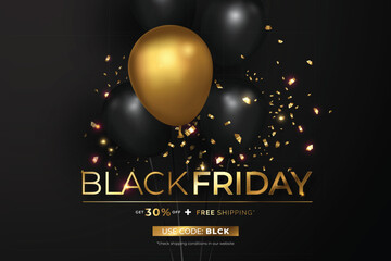 black golden black friday sale realistic banner