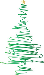 Hand drawn doodle line art christmas tree.