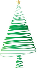 Hand drawn doodle line art christmas tree.