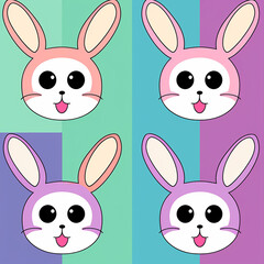 Loppy Lane An enchanting seamless pattern, adorned with an array of gracefully arranged bunny heads, offers a mesmerizing visual feast. These charming rabbit profiles form an exquisite tapestry that c
