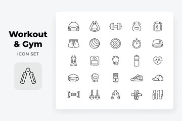 workout and gym icon set
