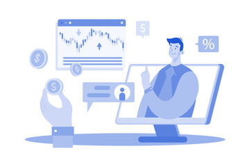 Stockbroker Illustration concept on white background