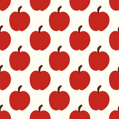 Red Apple seamless pattern. Eco farming fruit. Harvesting background. Flat vector illustration.