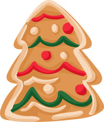 Christmas cookie illustration on transparent background.