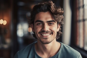 Obraz premium Cheerful young man in casual wear looking at camera