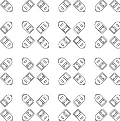 Digital png illustration of black pattern of repeated backpacks on transparent background