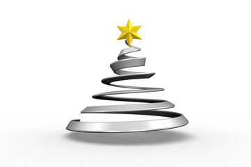 Digital png illustration of grey christmas tree symbol with yellow star on transparent background