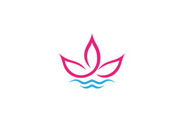 Lotus flower logo design with wave elements