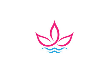 Obraz premium Lotus flower logo design with wave elements