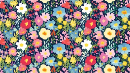 Tuinposter seamless ditsy flowers repeating pattern, tiny flowers pattern, ditsy, liberty , meadow, floral © peacefy