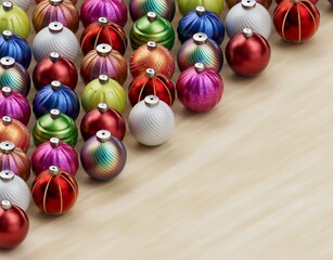 Christmas balls ornaments background pattern, New Year decoration, 3D render