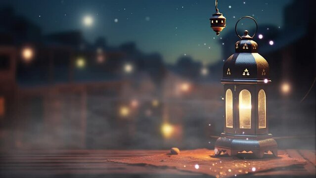 beautiful mosque lamp light in the night