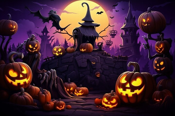 halloween background with pumpkins