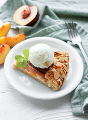Homemade  galette with peaches.