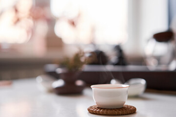 Everything is ready for the tea ceremony. The ceremony is according to all the rules, but not in the classical style. Adapted to a modern apartment.