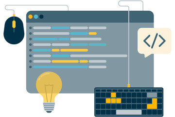 computer display is operating a coding program