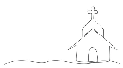 Church One line drawing isolated on white background