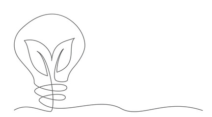 Energy saving One line drawing isolated on white background