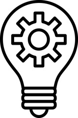 Innovation icon vector, isolated on white background. Light bulb with cog inside.  Idea sign, solution, thinking concept. Flat style for graphic design, logo, web site