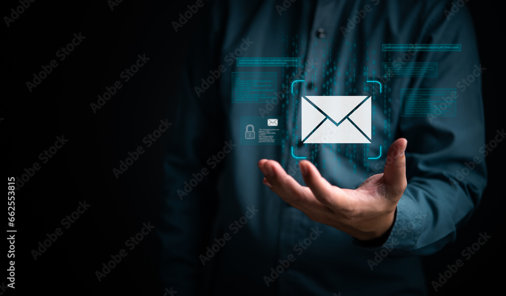 Poster email notification concept business communication and digital marketing. inbox alerts electronic dev