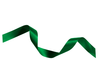 green ribbon for Christmas and birthday present on isolated background.