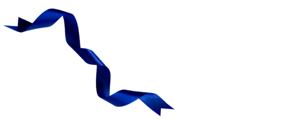blue ribbon on transparent and white background, PNG image.