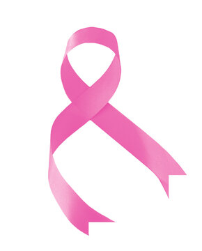 pink ribbon breast cancer awareness symbol on transparent background, PNG image