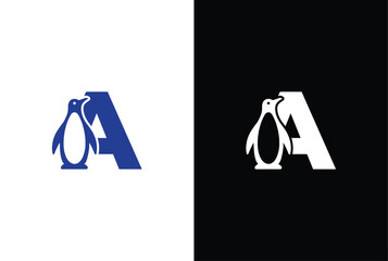 Letter A logo illustration combining penguin. letter A penguin logo elegant, unique, modern, sharp and easy to apply in any media © MONI