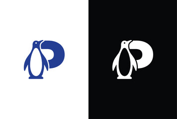 Letter P logo illustration combining penguin. letter P penguin logo elegant, unique, modern, sharp and easy to apply in any media © MONI