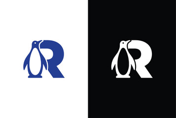 Letter R logo illustration combining penguin. letter R penguin logo elegant, unique, modern, sharp and easy to apply in any media © MONI